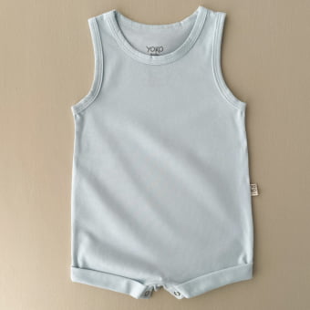 Macaquinho Bebe Regata Cotton Leve - Azul Céu