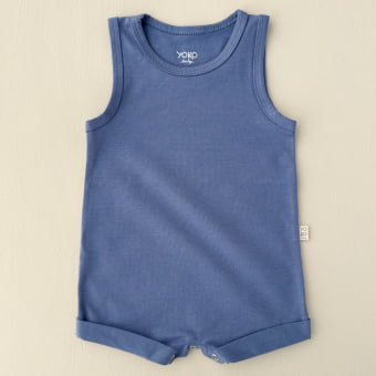 Macaquinho Bebe Regata Cotton Leve - Azul Indigo
