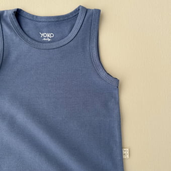 Macaquinho Bebe Regata Cotton Leve - Azul Indigo