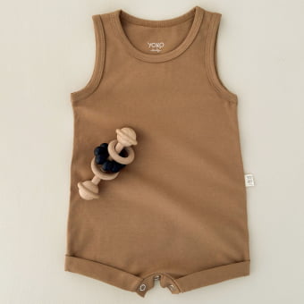 Macaquinho Bebe Regata Cotton Leve - Caramelo