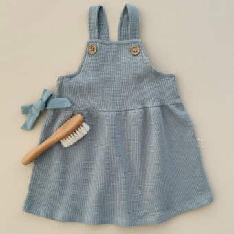 Vestido Bebe Salopete Waffle – Azul Celeste
