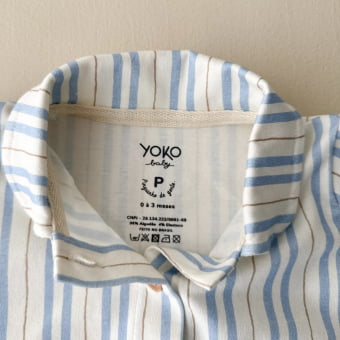 Conjunto Bebê Pijama Manga Curta com Gola – Listrado Orgânico