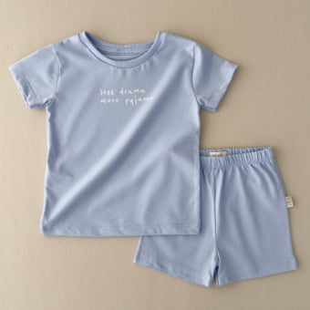 Conjunto Bebê Pijama Manga Curta Cotton Leve – Azul Calmaria