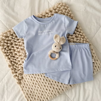Conjunto Bebê Pijama Manga Curta Cotton Leve – Azul Calmaria