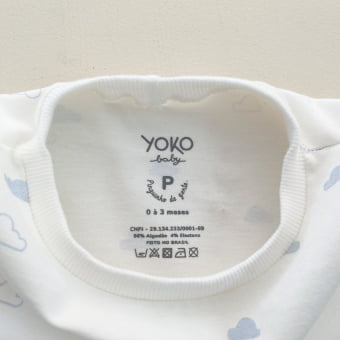 Conjunto Bebe Pijama Manga Curta - Off White e Nuvem Azul