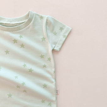 Conjunto Bebe Pijama Manga Curta - Verde Menta e Estrelas