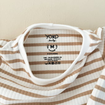 Conjunto Bebê Pijama Manga Longa Canelado – Listrado Off White & Latte