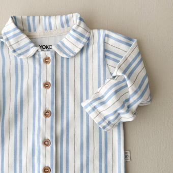 Conjunto Bebê Pijama Manga Longa com Gola – Listras Orgânicas