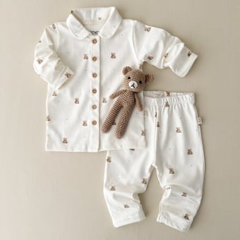 Conjunto Bebê Pijama Manga Longa com Gola – Ursinhos