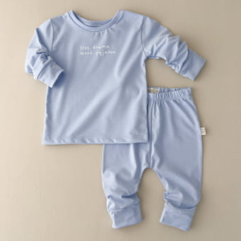 Conjunto Bebê Pijama Manga Longa Cotton Leve – Azul Calmaria