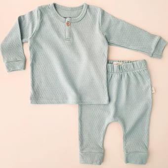 Conjunto Bebe Pijama Manga Longa Cozy - Aqua