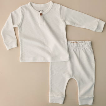 Conjunto Bebe Pijama Manga longa Cozy - Off White