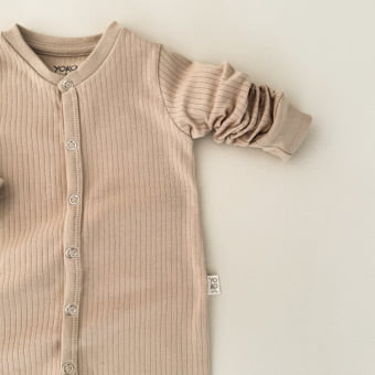 Macacão Bebê Pijama Manga Longa Canelado – Latte