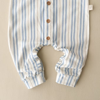 Macacão Bebê Pijama Manga Longa com Gola – Listrado Orgânico