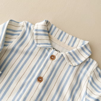 Macacão Bebê Pijama Manga Longa com Gola – Listrado Orgânico