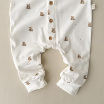 Macacão Bebê Pijama Manga Longa com Gola – Ursinhos