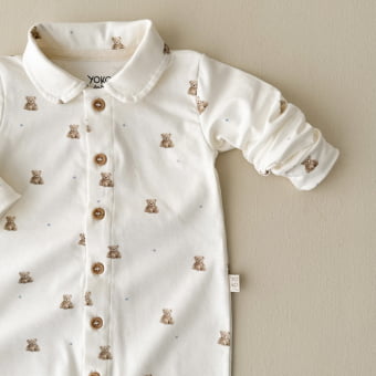 Macacão Bebê Pijama Manga Longa com Gola – Ursinhos