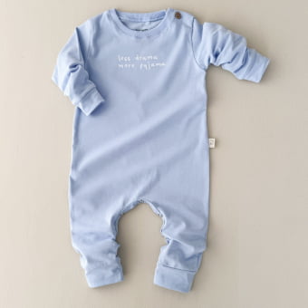 Macacão Bebê Pijama Manga Longa Cotton Leve – Azul Calmaria