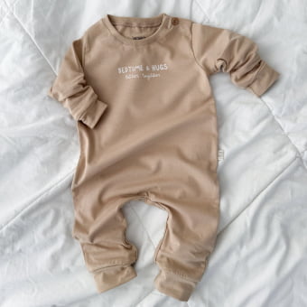 Macacão Bebê Pijama Manga Longa Cotton Leve – Latte
