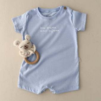 Macaquinho Bebê Pijama Manga Curta Cotton Leve – Azul Calmaria