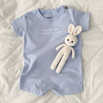 Macaquinho Bebê Pijama Manga Curta Cotton Leve – Azul Calmaria