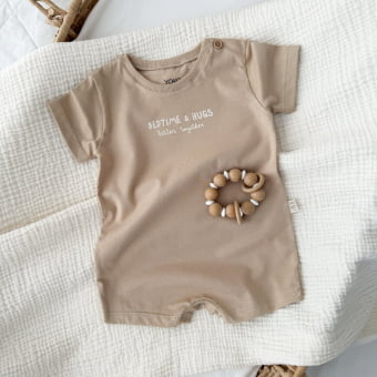 Macaquinho Bebê Pijama Manga Curta Cotton Leve – Latte
