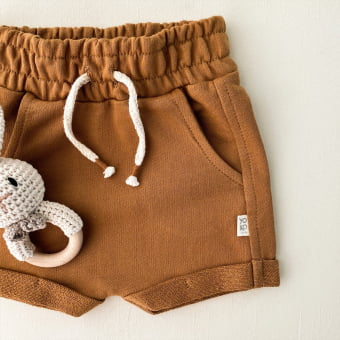 Short Saruel Bebe Moletom - Caramelo